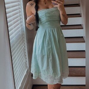 Teal Strapless Dress 👗